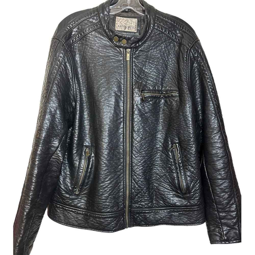 Rainforest Faux Vegan Leather Tailored Fit Moto Racer Jacket